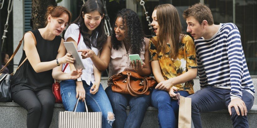 Group of people sharing information