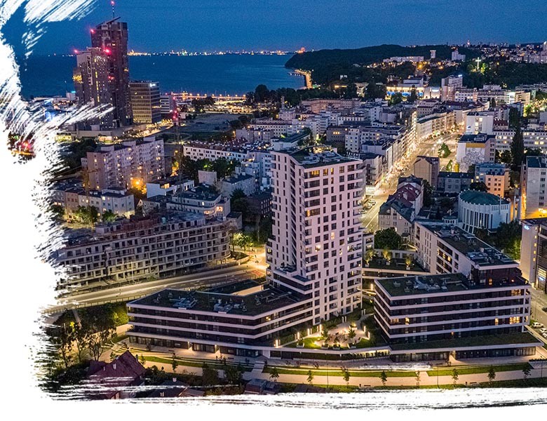 night view,  Gdynia, Poland, residential scheme, development project