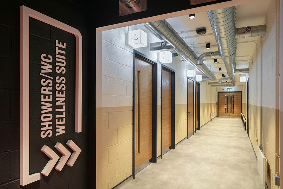 Inclusive health spaces including a wellness hub and yoga room 