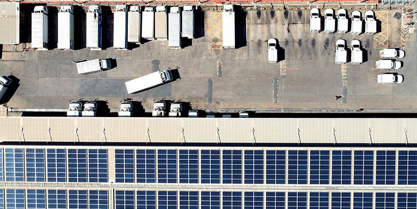 Solar panels on an industrial building